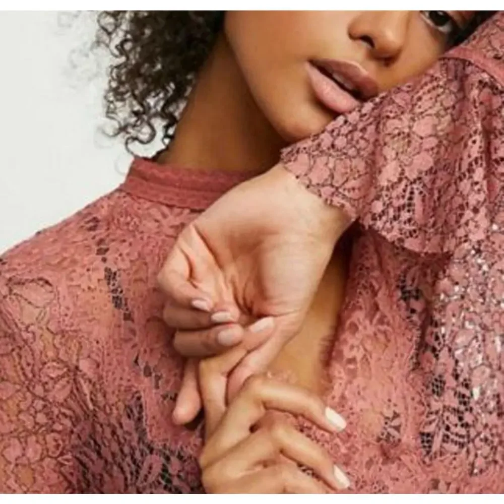 Free People Secret Origins Lace Tunic Dusty Mauve Size Medium